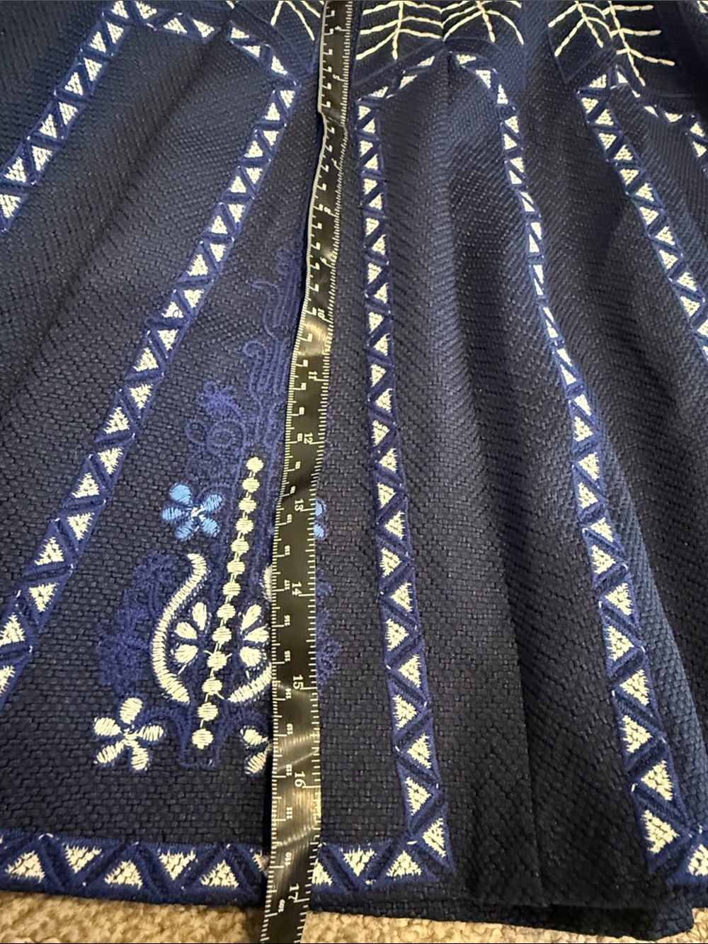 Alya Navy A-Line Skirt with White Embroidery - Picture 6 of 8